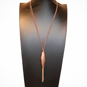 Womens Long Double Strand Copper Tone Tassel Necklace